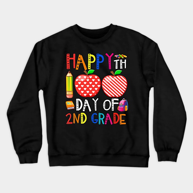 Happy 100th day Of School Second 2nd gradeTeacher Boys Girls Crewneck Sweatshirt by carpenterfry